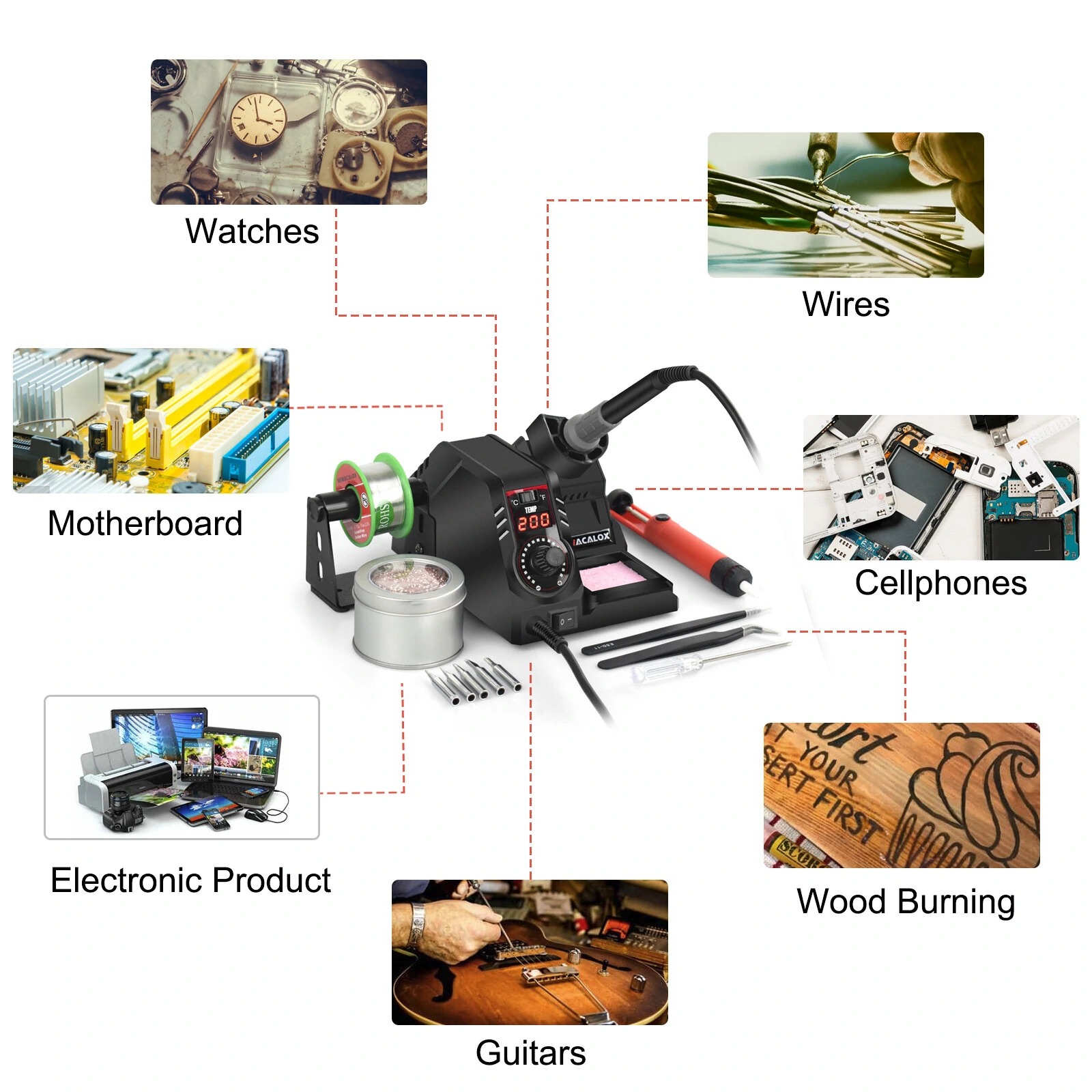 NEWACALOX 130W SMD Rework Station | 110V/220V Soldering Iron Set with Temp Adjust LCD & Desoldering Pump - Image 2