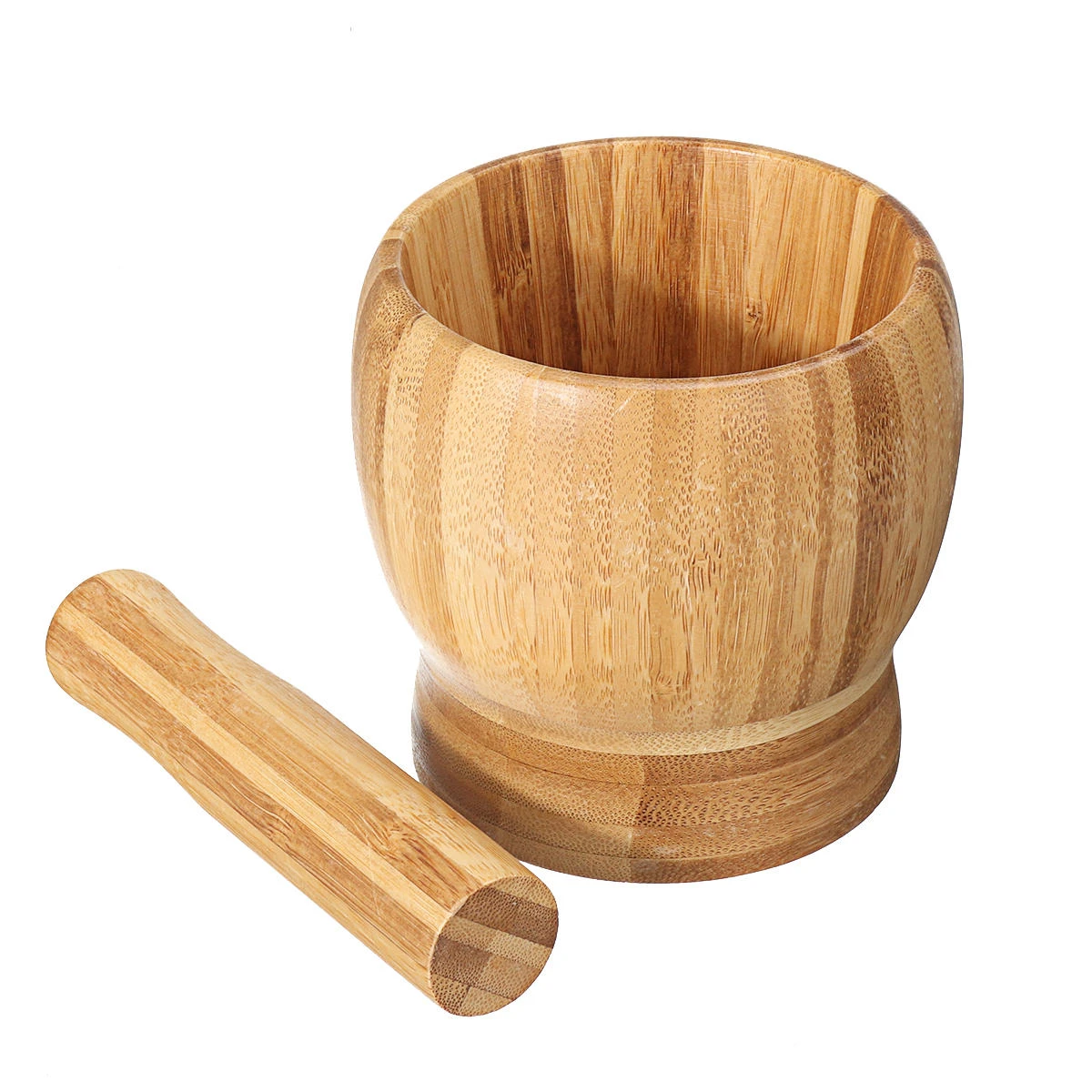 Bamboo Mortar and Pestle | Garlic Presser & Spice Grinder | Kitchen Hand Tool - Image 2
