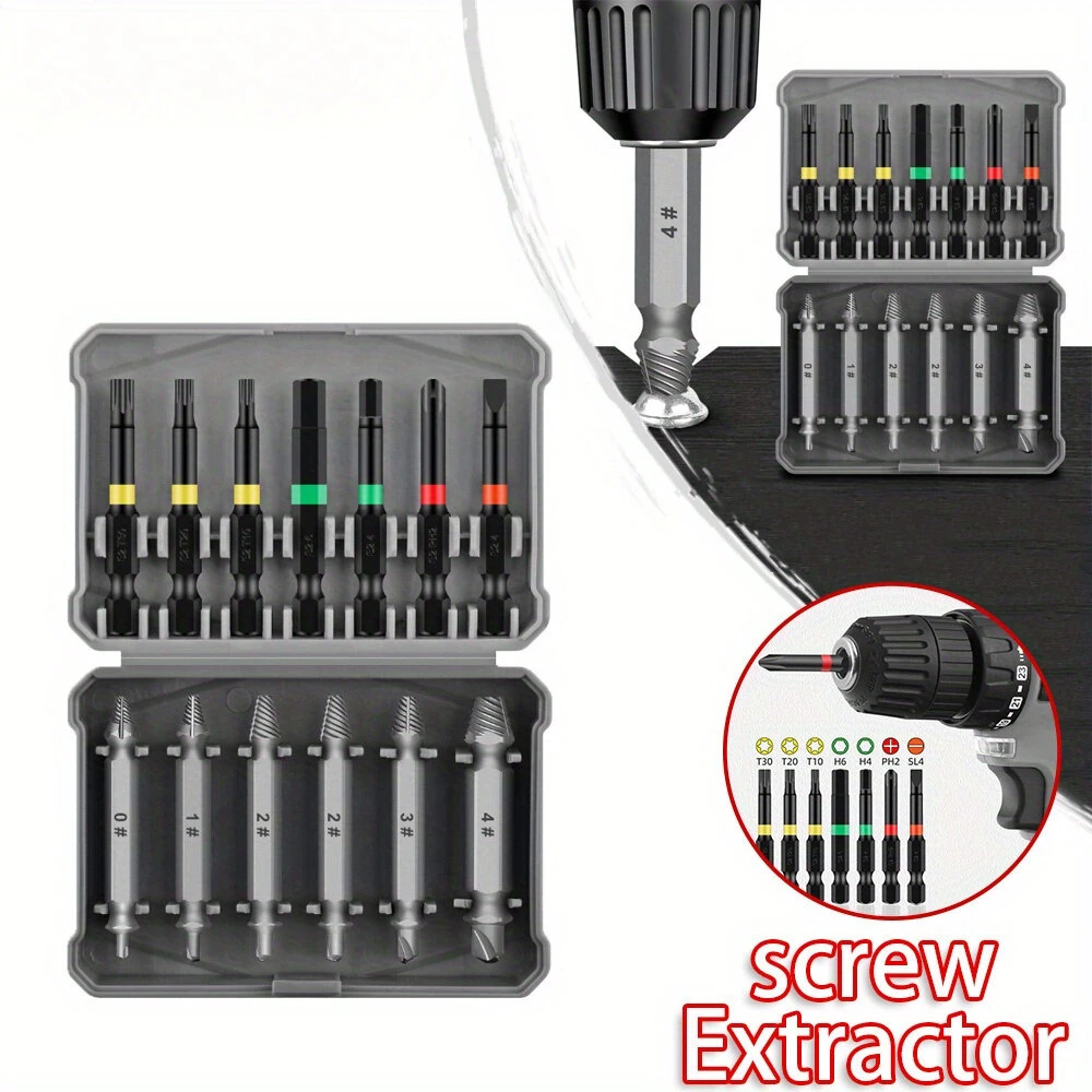 13PCS Screw Extractor Set - Double-Headed Chromium Vanadium Steel - Rust-Proof for Stripped Screws - Image 2
