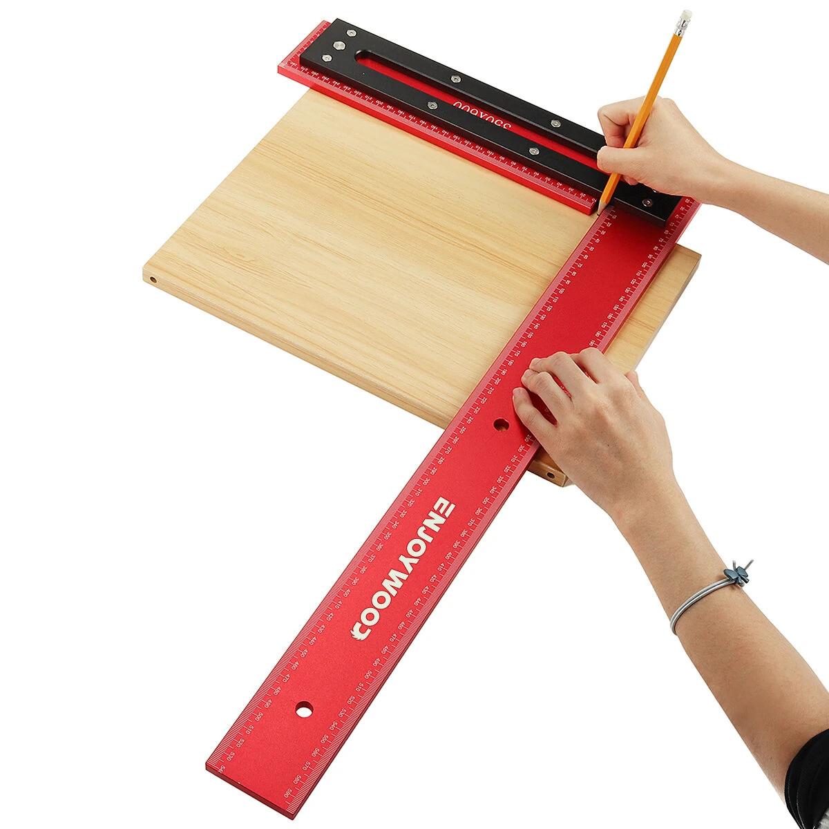 ENJOYWOOD 600mm Aluminum Alloy Carpenter Square - Woodworking Framing & Marking Ruler - Image 5