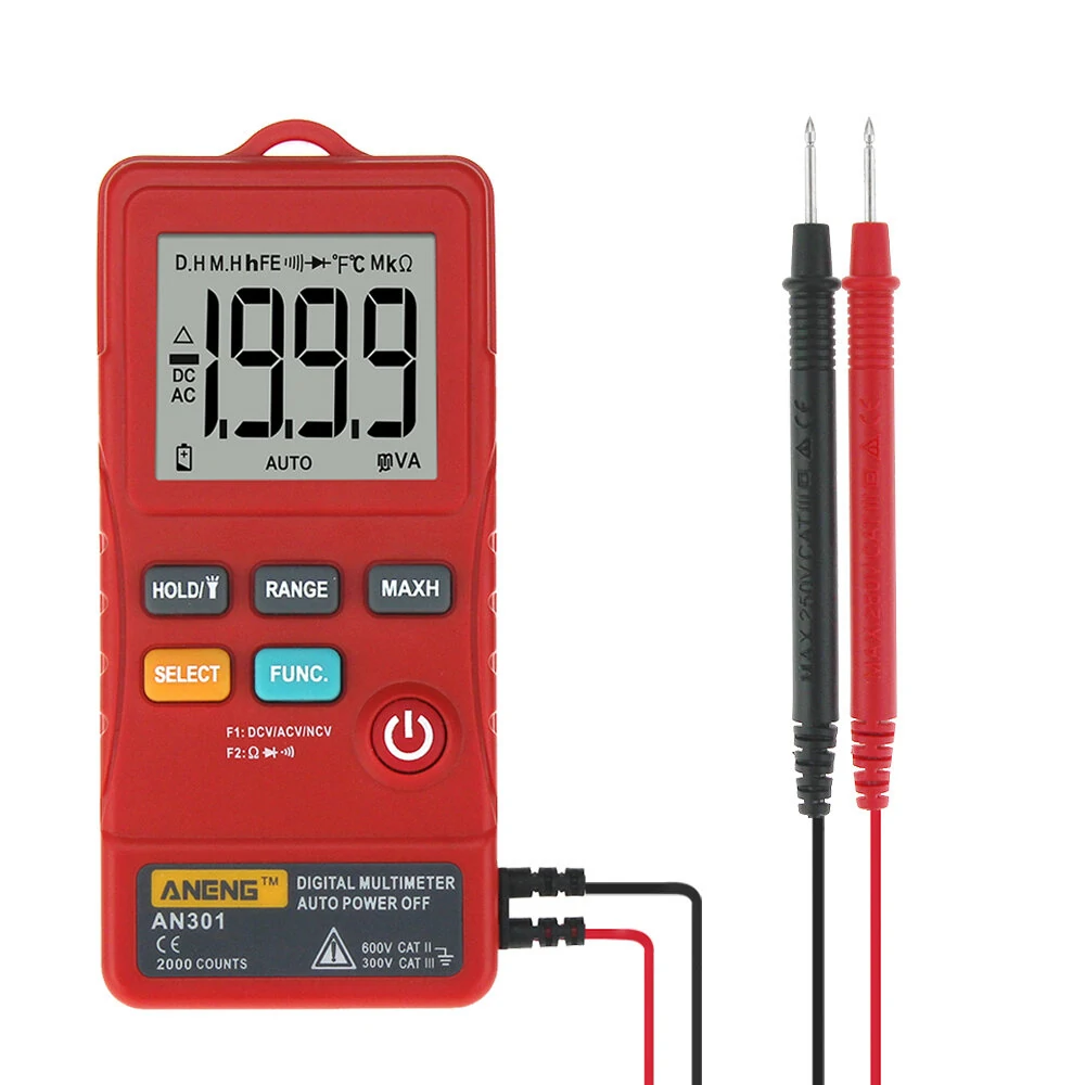 ANENG AN301 True RMS Digital Multimeter - 1999 Counts, Push Button, Flashlight - Image 4