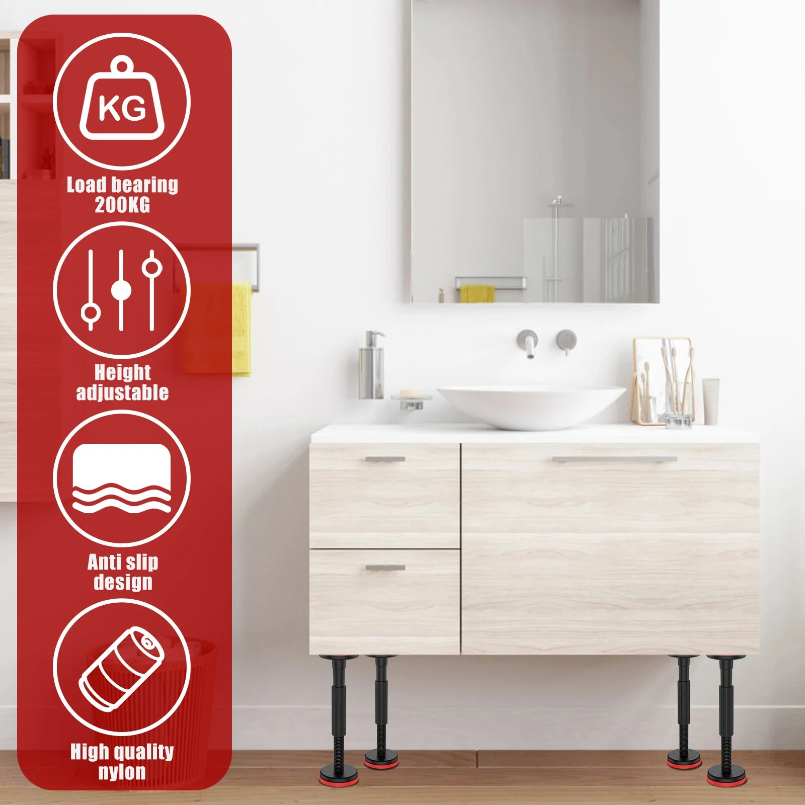 Cabinet Door Install Support Rod - Adjustable Height High Strength Nylon Stabilizer - Image 3