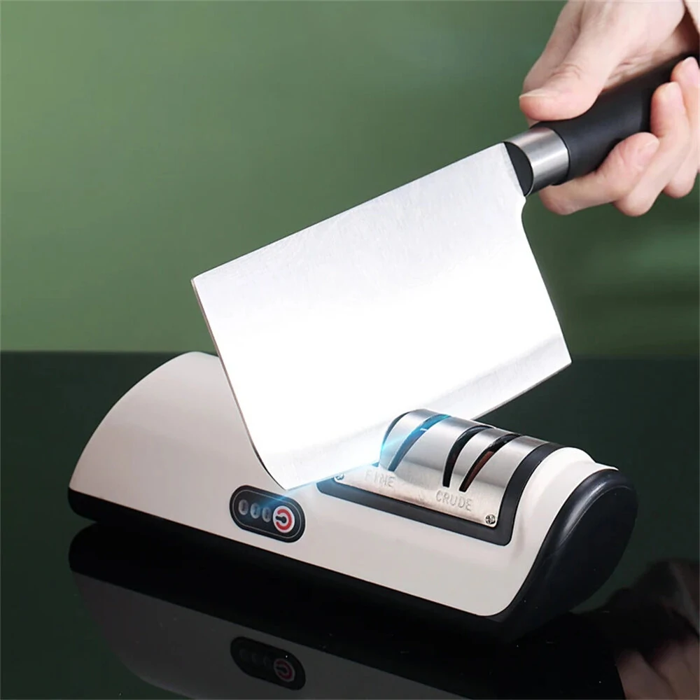 2-Stage Electric Knife Scissors Sharpener | Built-in 2000mAh Battery | Professional Kitchen Tool - Image 3