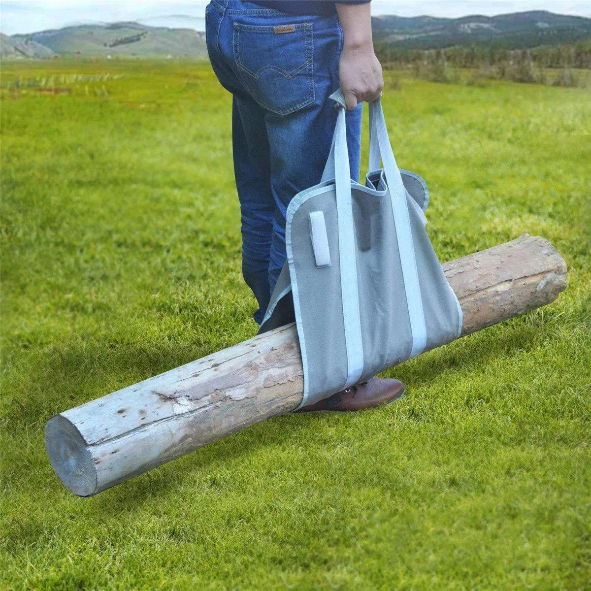 Firewood Carrier - 16oz Waxed Canvas Log Carrier Tool Bag for Fireplace - Image 3