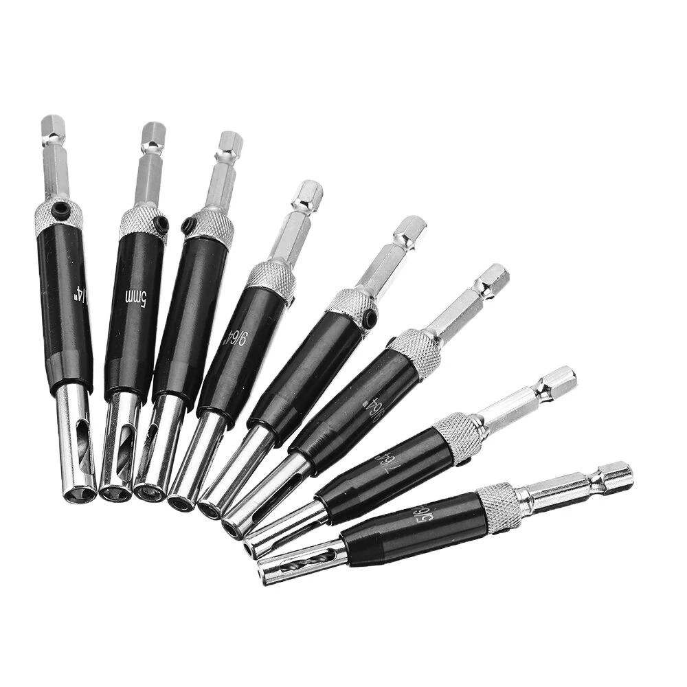 Drillpro Self Centering Door Hinge Drill Bit - 8pcs & 16pcs Set | Woodworking Tool - Image 3