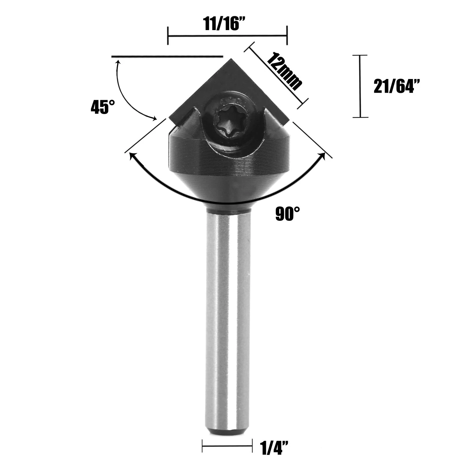 Insert Style Carbide Spoilboard V-Groove 90° Router Bit | 1/4 Shank Single Flute End Mill - Image 3