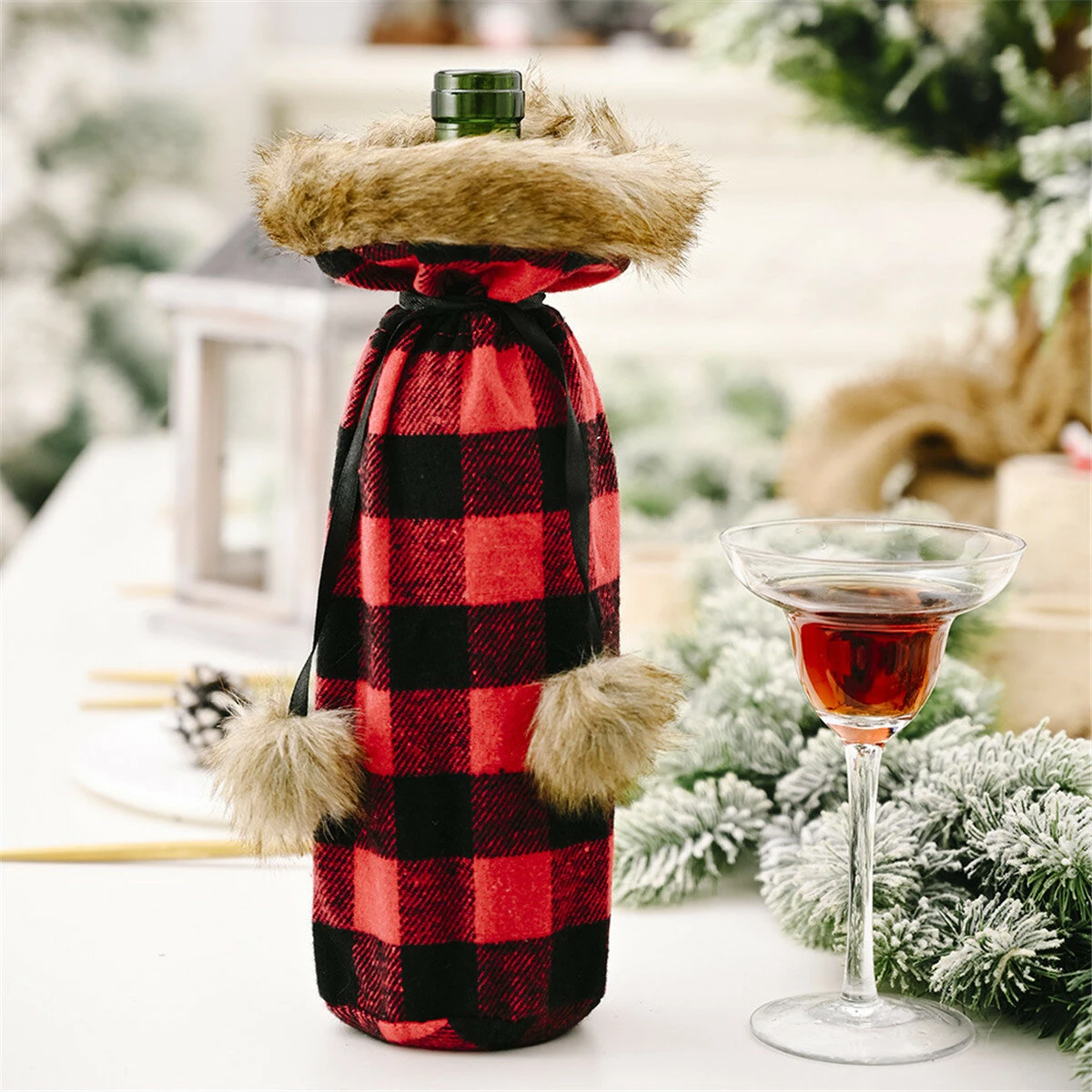 Christmas Wine Bottle Sweater - Santa Coat Design with Collar & Buttons | Xmas Party Decor Gift - Image 3