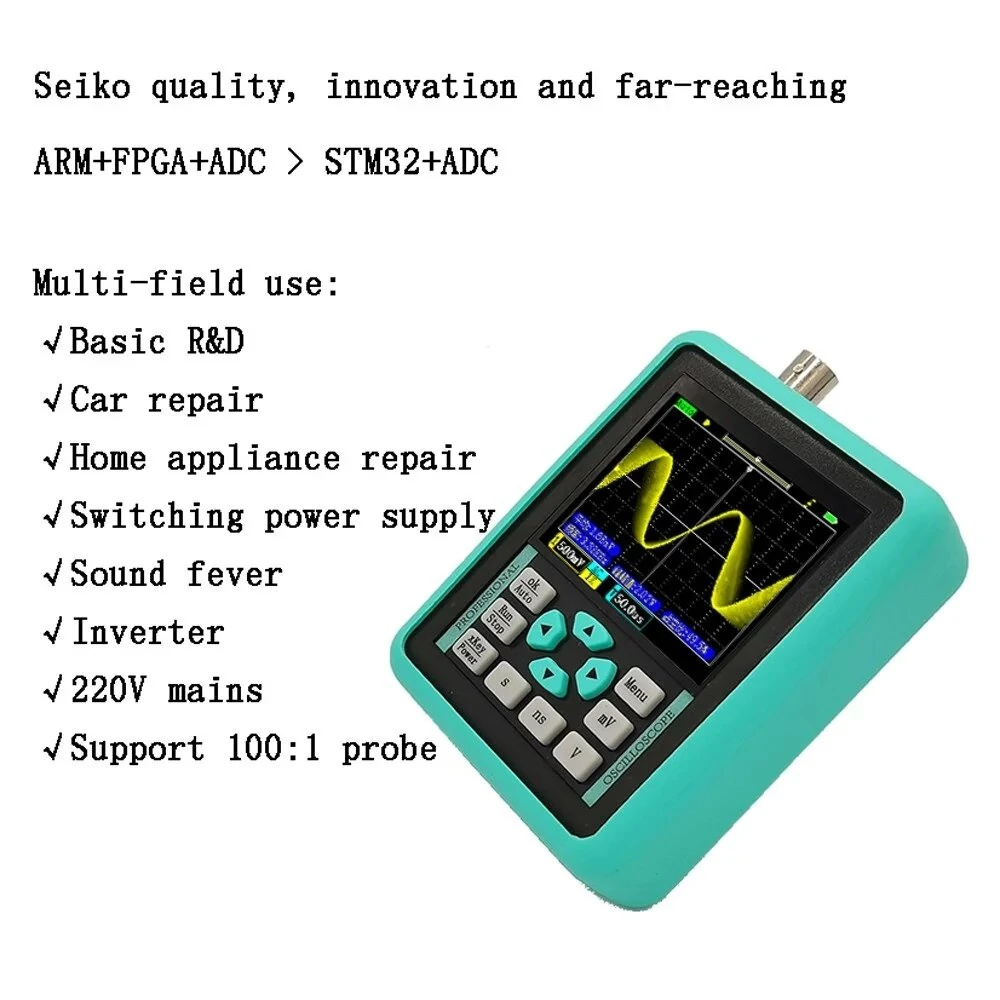Mini Digital Oscilloscope | 2.4 Color LCD, 120M Bandwidth, 500M Sample Rate - Image 3