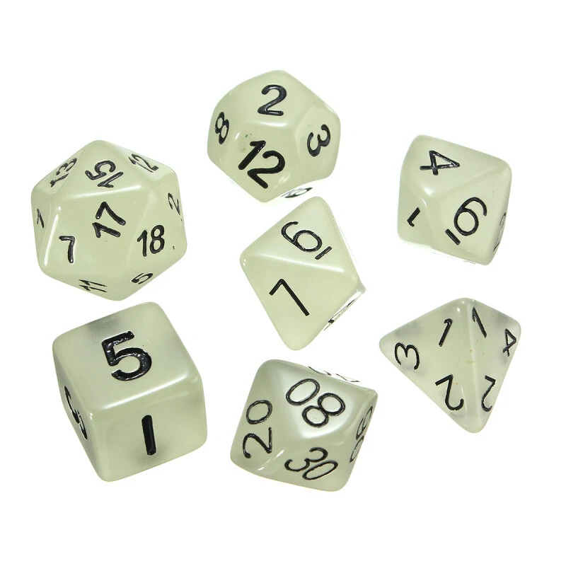 Multi-sided Luminous Polyhedral Dice Set - 7pcs Noctilucent Acrylic Dice - Image 2