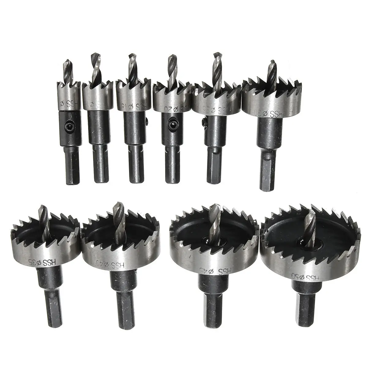 10pcs HSS Hole Saw Cutter Set 12-50mm | For Metal & Wood | 10 Sizes - Image 2