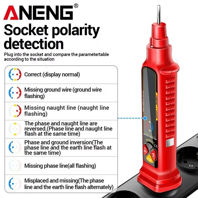 ANENG VD808 Voltage Detector - AC DC Leakage Tester with LCD Screen | Portable - Image 5