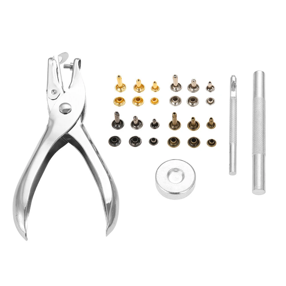 360Pcs Leather Rivets Kit with Punch Pliers & Setting Tools | Double Cap Metal Studs for Leather Craft & Repairs - Image 3