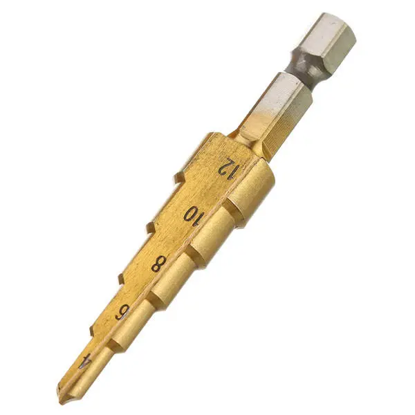 Drillpro 3-12/4-12/4-20mm HSS Titanium Step Drill Bits | 3-Piece Set with Center Punch - Image 4