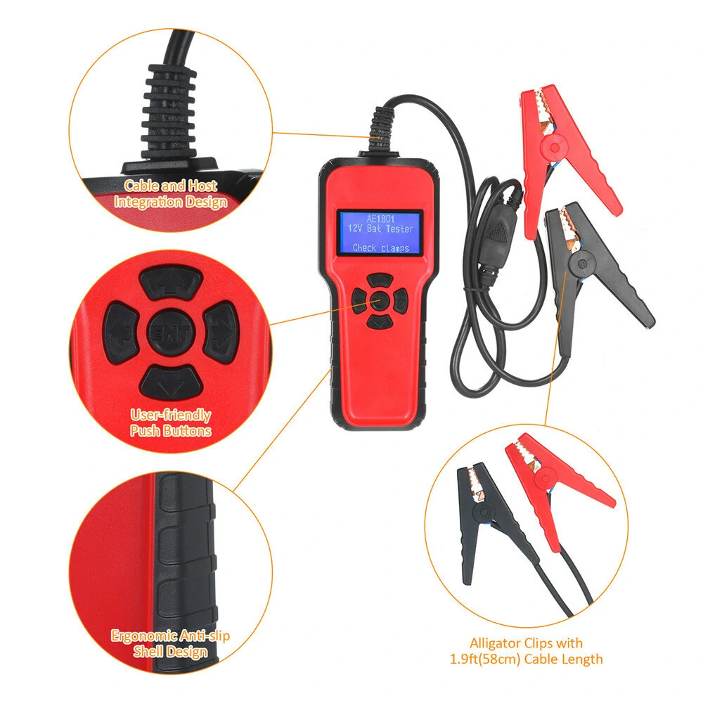 AE1801 Battery Capacity Tester | 6-18V Auto Car Battery Analyzer with LCD Display - Image 4