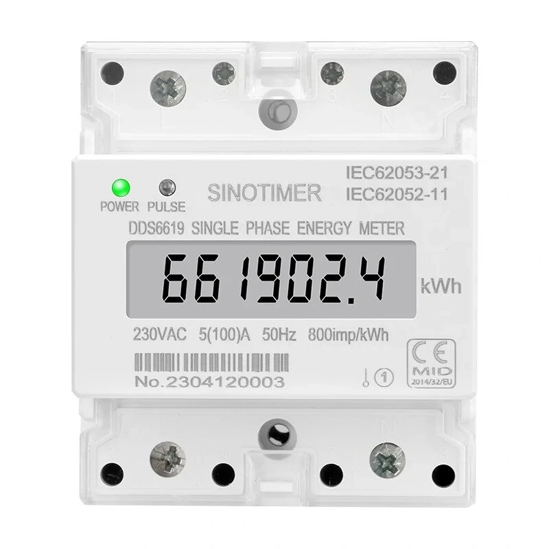 SINOTIMER Din Rail Energy Meter - 220V 100A kWh Counter | Analog Electricity Wattmeter - Image 4