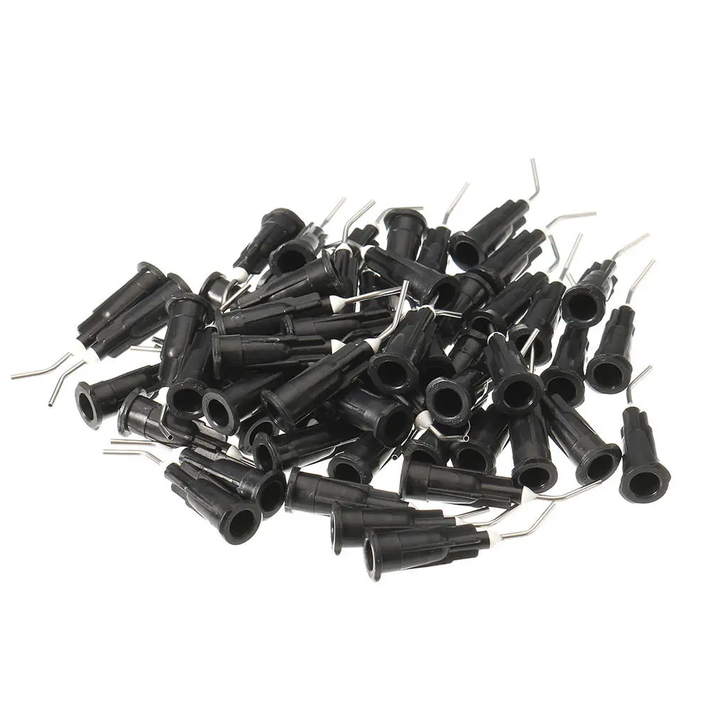100pcs Black Syringe Needle - 0.88mm Flat Teeth Dental Bent Needle for Acid Inhibitor - Image 2