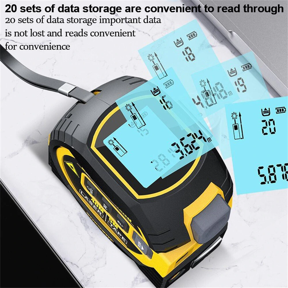 40M/60M Laser Tape Measure Rangefinder | 3-in-1 Electronic Ruler | High-Precision Distance Meter - Image 4