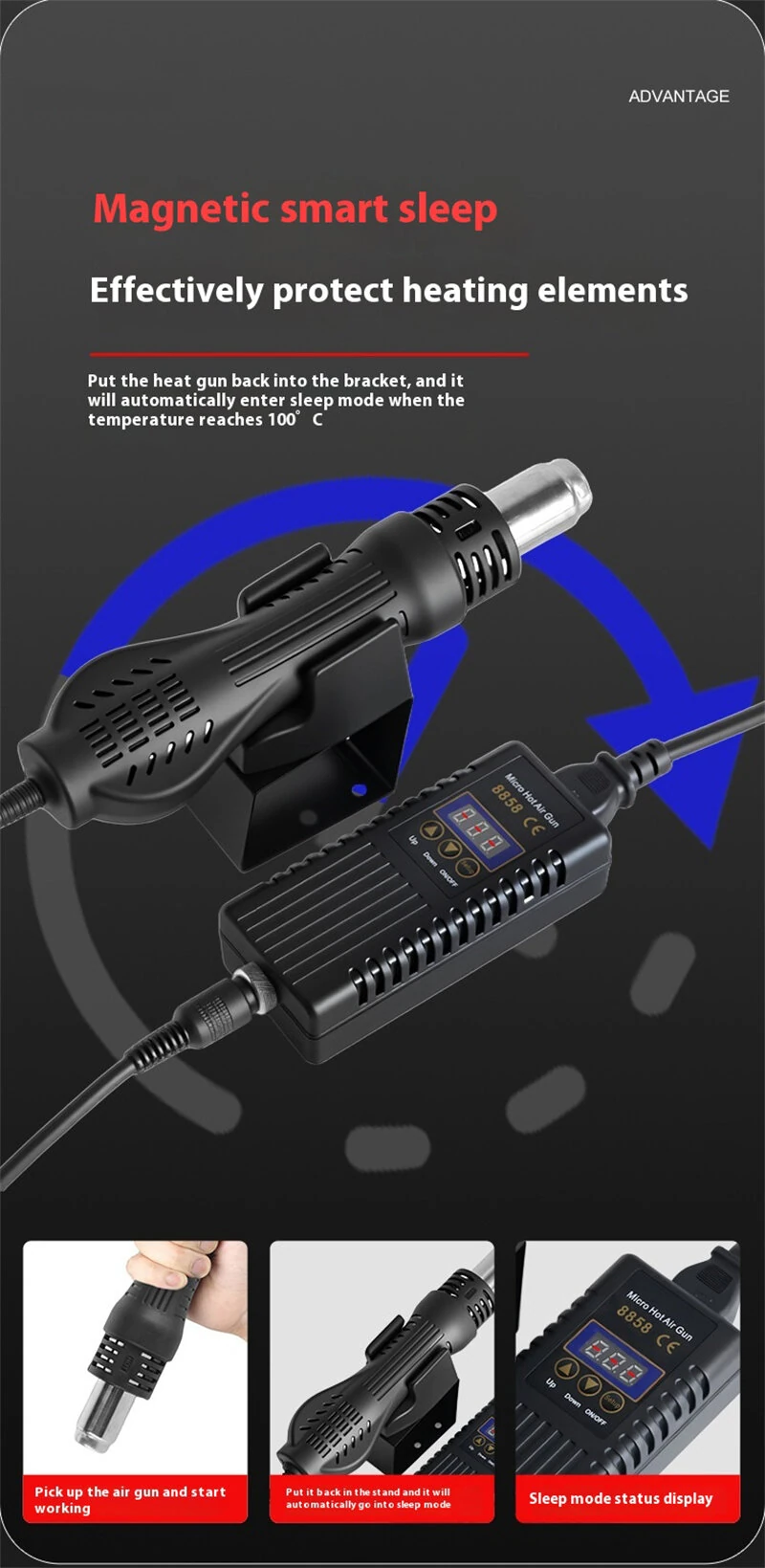 8858 Digital Soldering Station | Hot Air Gun & Rework Station | Portable BGA Desoldering - Image 2