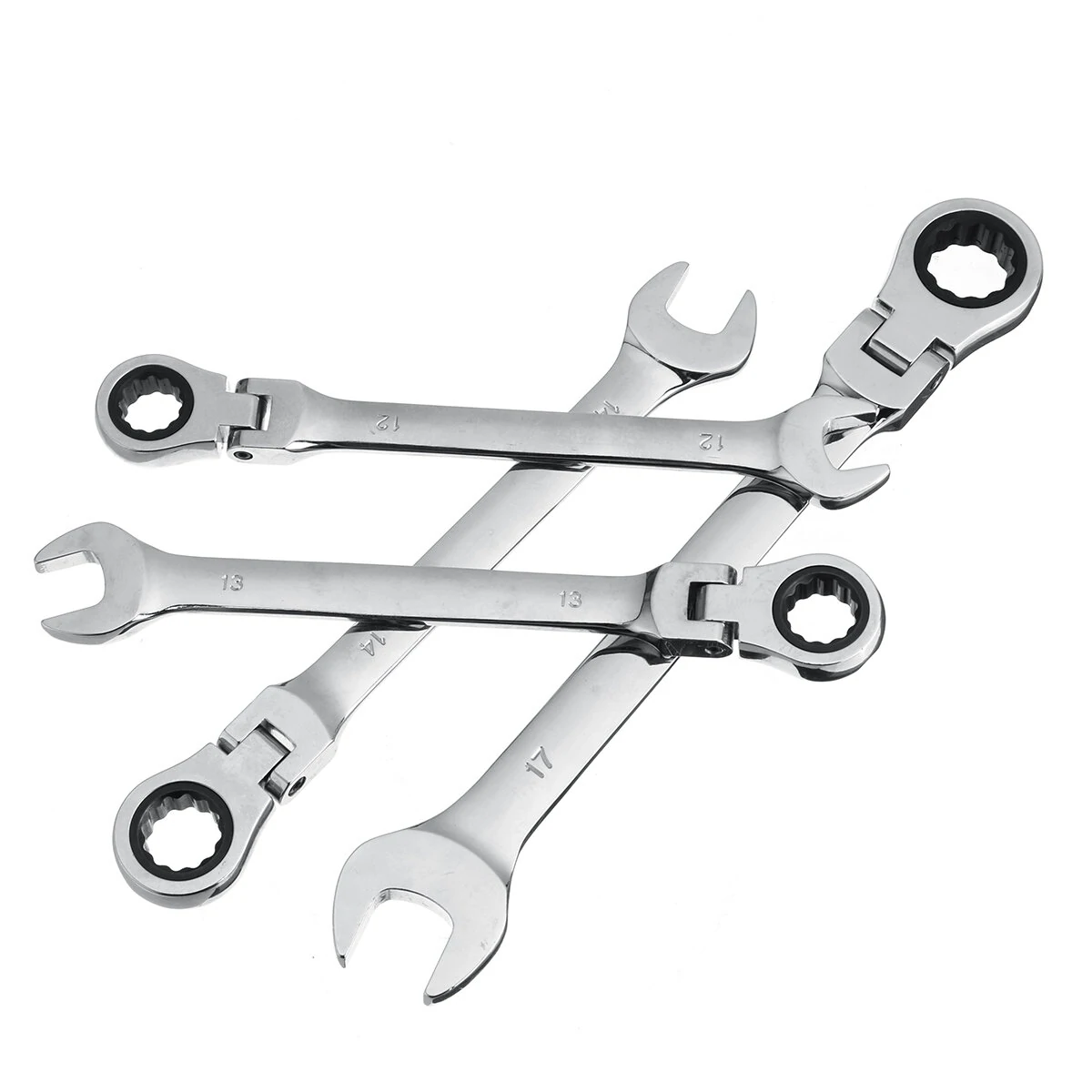 Goplus 12Pc Combination Ratchet Wrench Set | Flexible Head | Car Repair Tools - Image 4