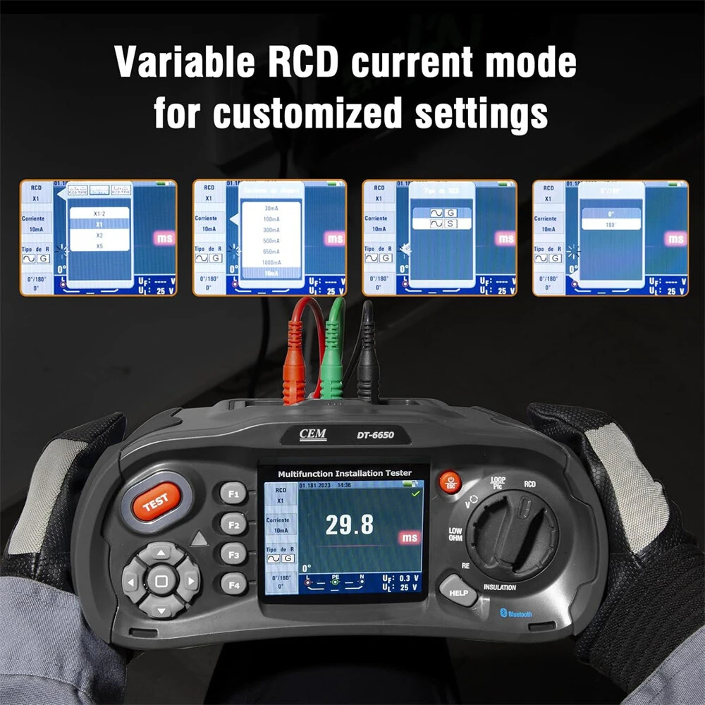 DT-6650 Multifunction Installation Tester | 3.5 TFT LCD | IP67 | USB & Bluetooth - Image 5