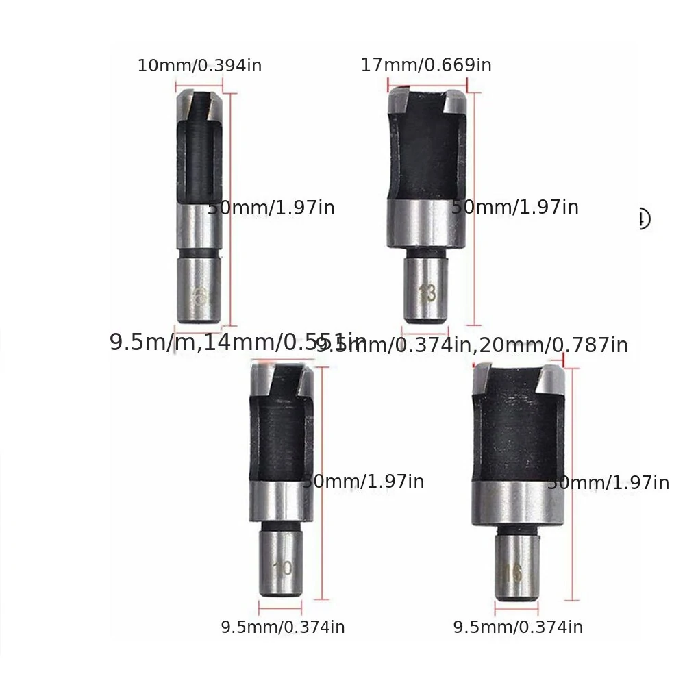 14pcs Wood Plug Cutter Drill Bit Set - Straight & Tapered - 5/8 1/2 3/8 1/4 - Image 5