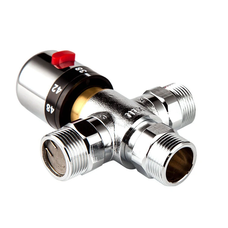 Brass Thermostatic Mixing Valve | Anti-Scald Child Lock | DN15 DN20 Hot/Cold Water - Image 2