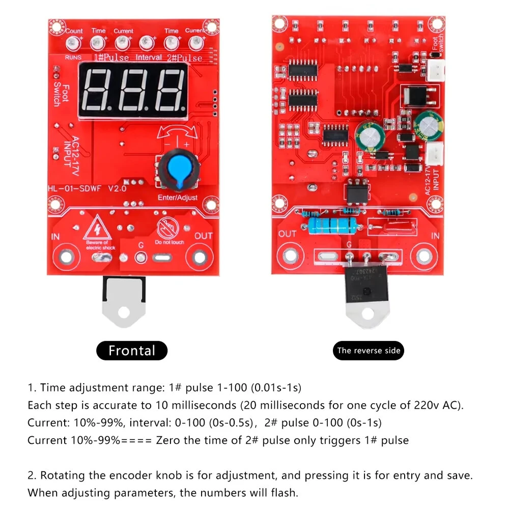Spot Welding Control Board | 40A 100A Single/Double Pulse | Adjustable Voltage & Anti-Shake Foot Pedal - Image 5