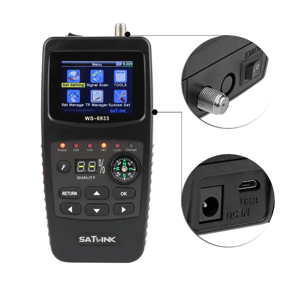 Satlink WS-6933 DVB-S2 Satellite Finder Meter | FTA CKU Band Digital Signal Meter - Image 4