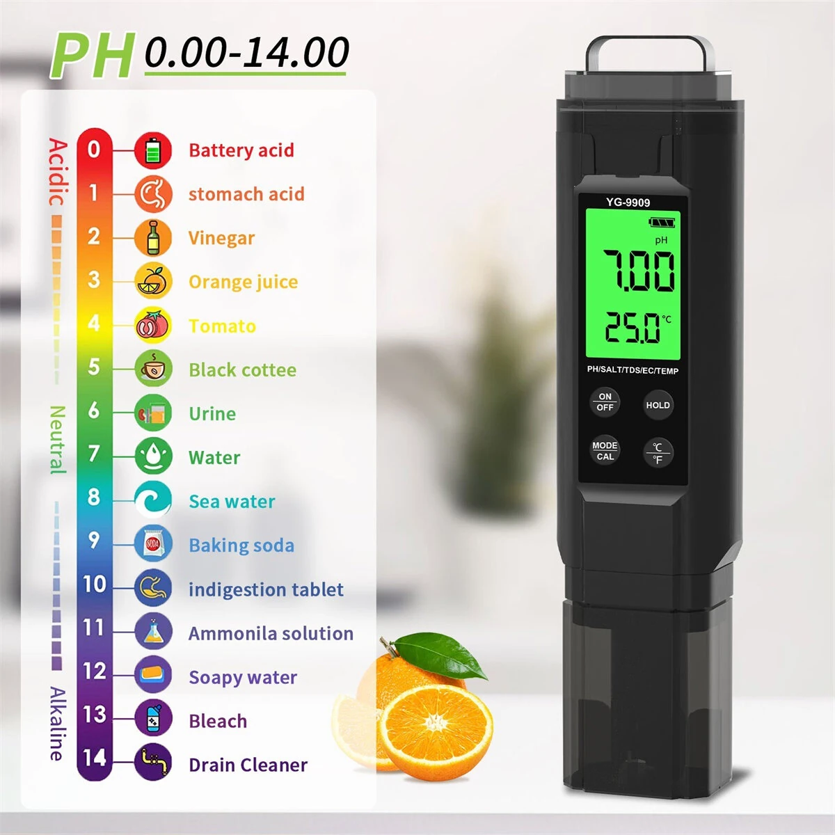 Portable Water Tester - 5-in-1 PH TDS EC Salinity & Temperature Meter - Image 5