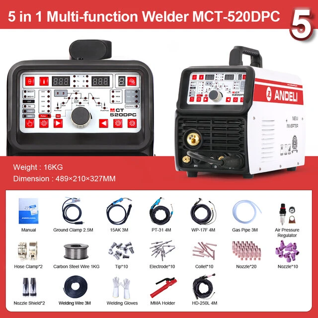 ANDELI MCT-520DPC 5-in-1 Welding Machine | TIG CUT MIG MMA Flux | Gasless - Image 2