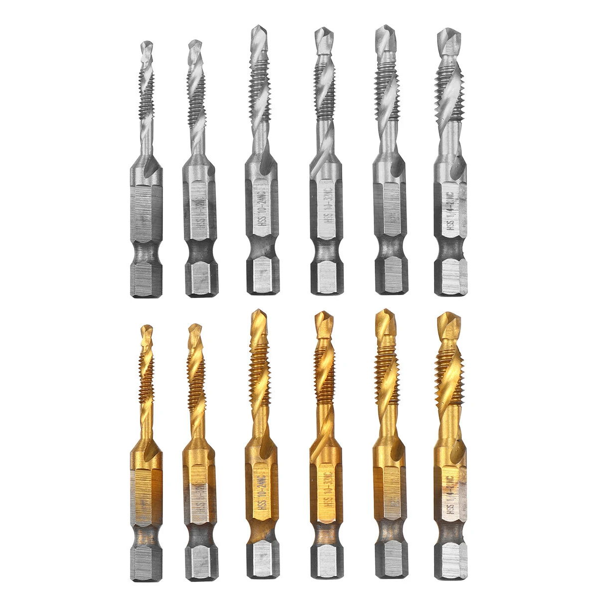 6pcs 1/4 Inch HSS Drill Tap Bit Set | M3-M10 Hex Shank | Deburr & Countersink - Image 3