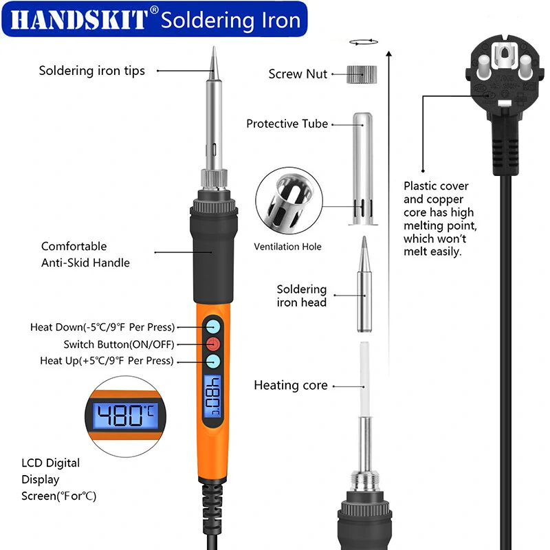 Handskit 90W Digital Soldering Iron Set - Adjustable Temperature & LCD Display - Image 2