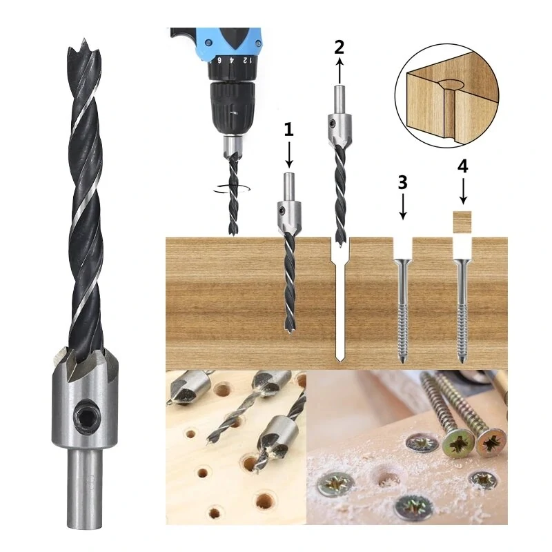 7PCS HSS Countersink Drill Bit Set | 3mm-10mm Woodworking Chamfer & Pilot Hole Cutter - Image 3