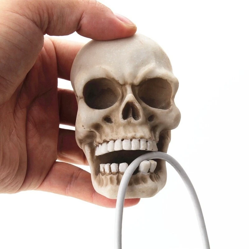 Skull Head Wall Mounted Hook - Resin Skeleton Key Holder for EDC Storage - Image 2