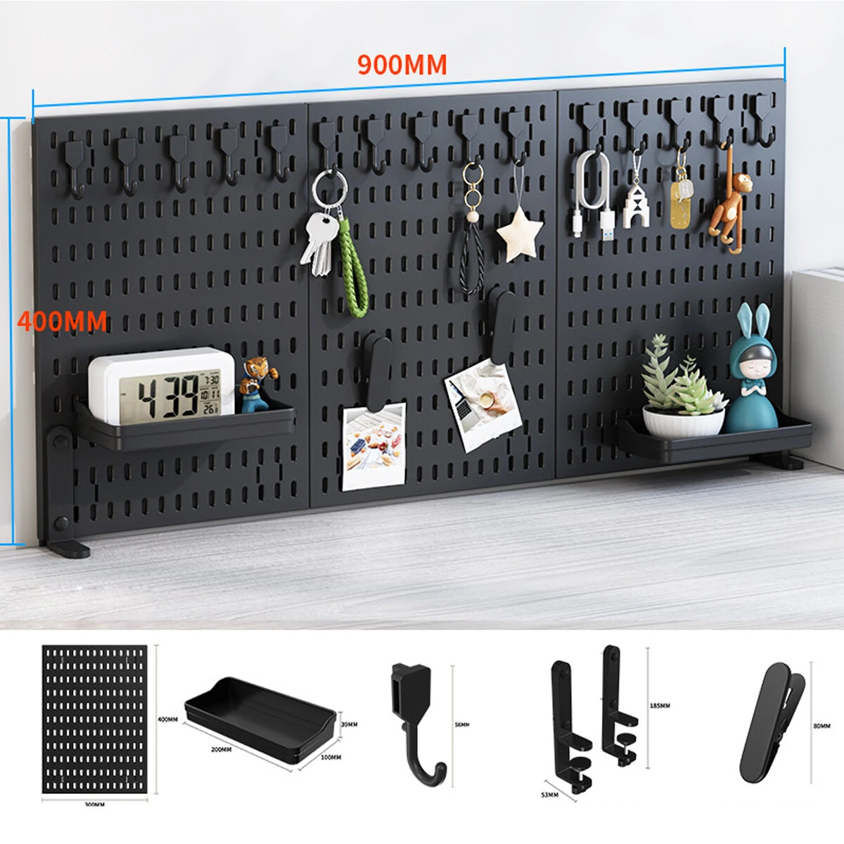 Portable Pegboard Organization Kit - 90cm x 42cm Plastic Storage Board | Tool-Free Assembly - Image 2