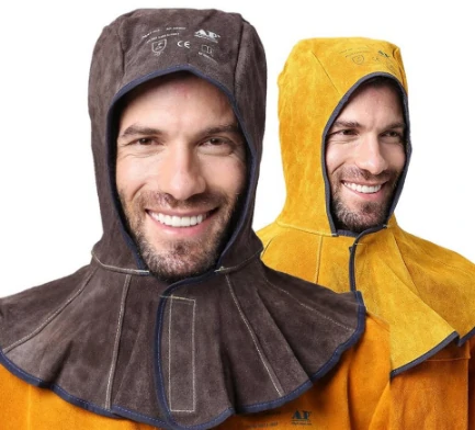 Professional Welding Hood - Cow Leather Hat with Anti-Flame Cotton Lining - Image 2