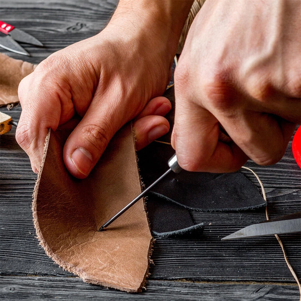 Single Gourd Awl - Wooden Handle Leather Punching Tool | 4.53 Polished for DIY - Image 3