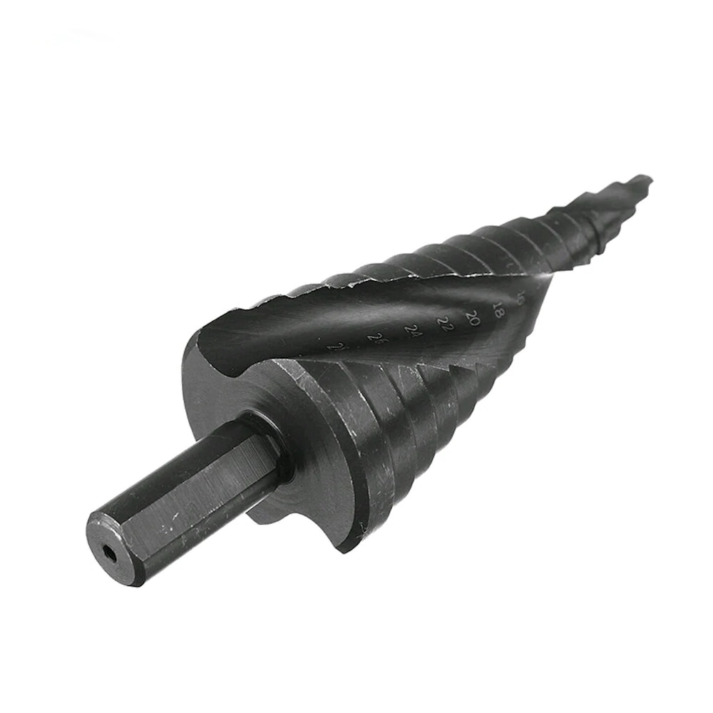 3Pcs HSS Spiral Flute Step Drill Bit Set | Triangle Shank & Center Punch - Image 3