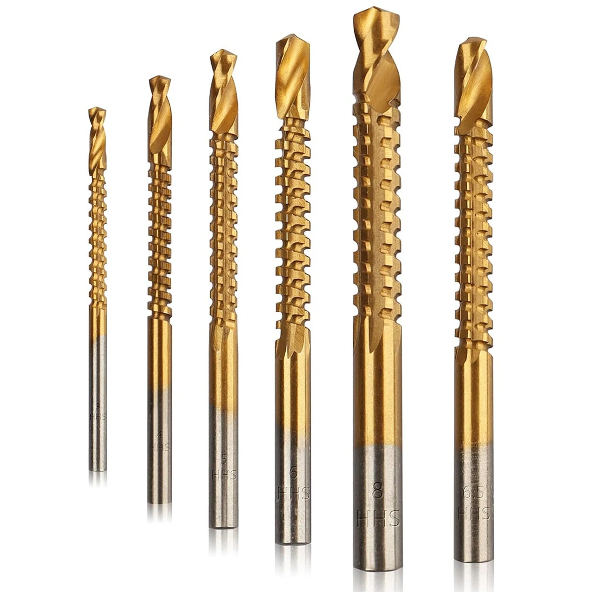 Titanium Cobalt Drill Bit Set - 6PCS 3mm-8mm High Speed Cutting Bits - Image 2