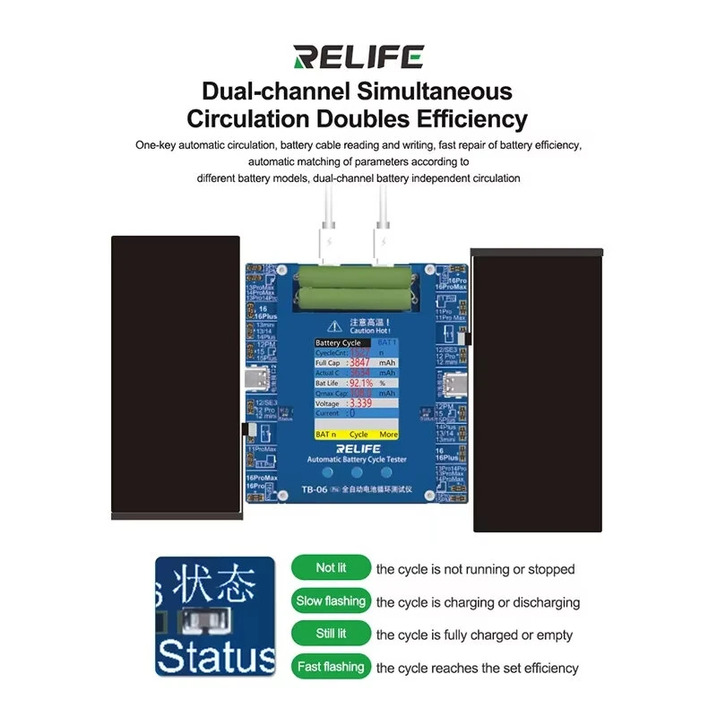 RELIFE TB-06 Pro Battery Tester - Dual-Channel for iPhone 11-16 Series | Health Repair & Charging - Image 4