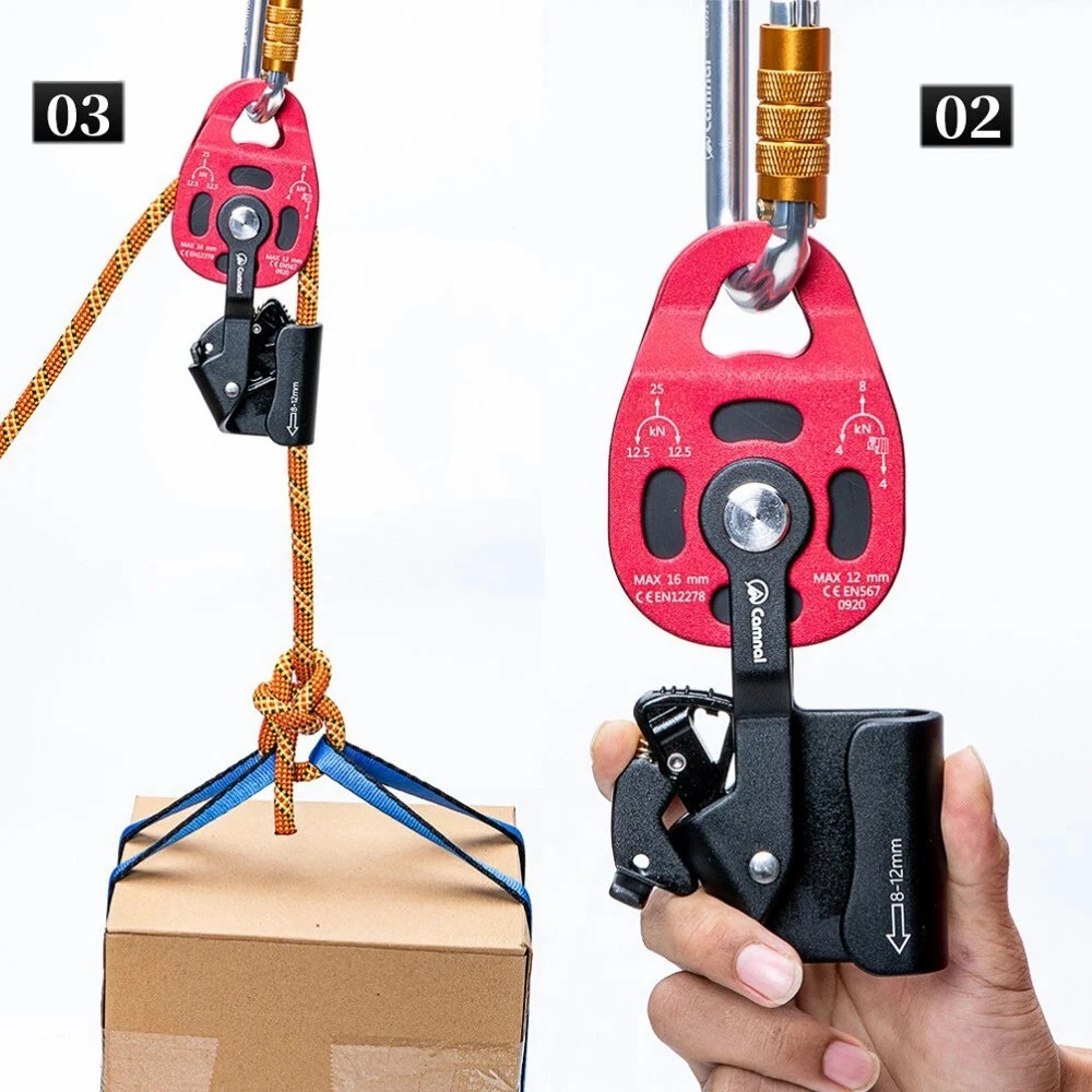 Climbing Lifting Pulley | 4KN Load Aviation Aluminum | 8-12mm Rope for Rescue & Transport - Image 4