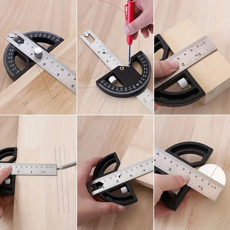 Woodworking Edge Ruler Protractor Angle Gauge | Carpenter Measuring Tool - Image 4