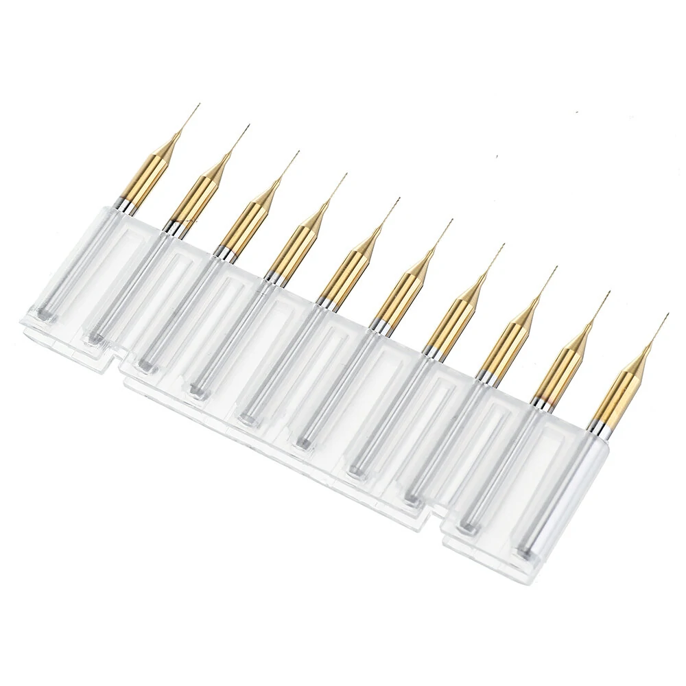 Drillpro 10PCS Tungsten Carbide PCB Drill Bit Set | 0.2-0.3mm Titanium Coated - Image 3
