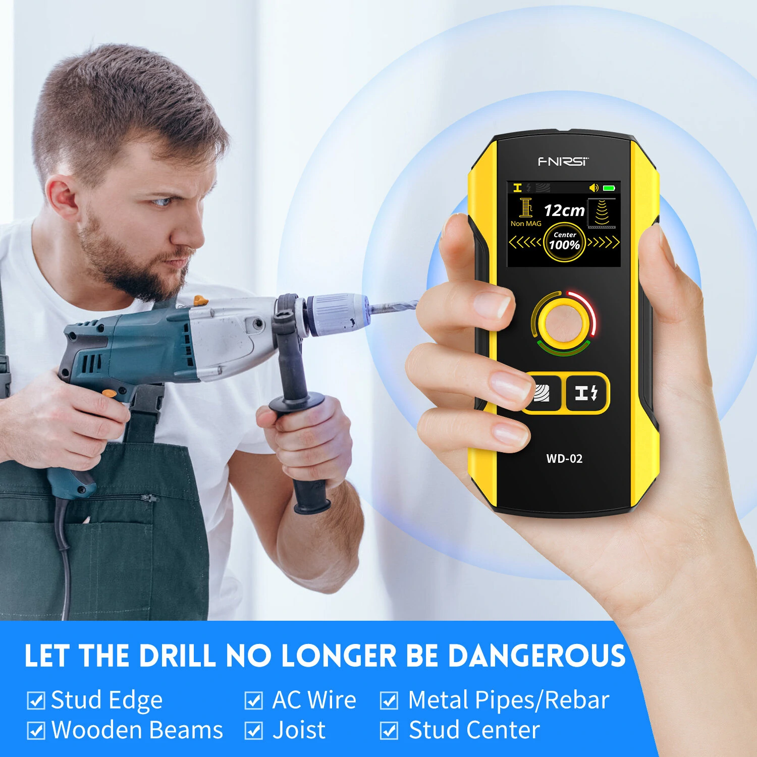 FNIRSI WD-02 Metal Detector - Wall Scanner for Wood Wires Pipes & Rebars - Image 4