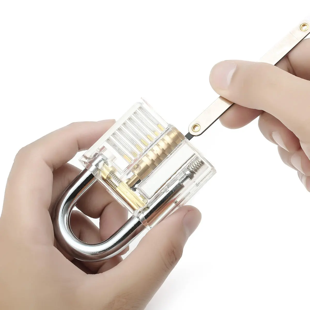 15Pcs Lock Picks Set with Practice Padlock & Key Extractor Tool | Transparent Training Kit - Image 4