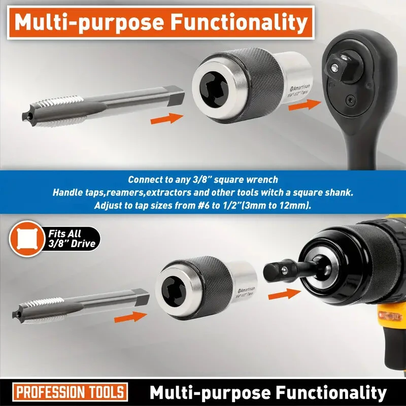 2PCS Adjustable Jaw Tap Set - 3/8 Drive Premium Steel - Versatile Tool - Image 3