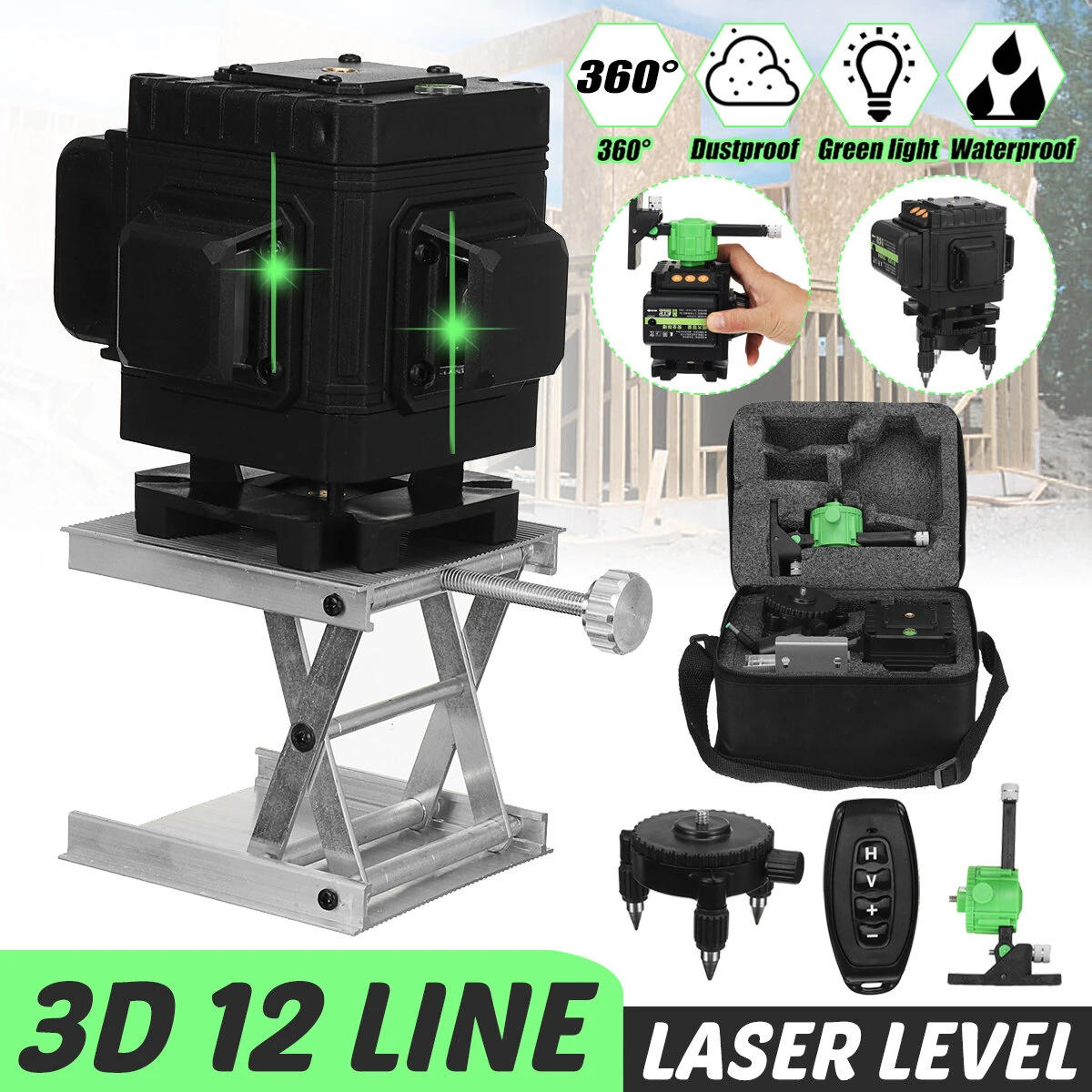 Green Laser Level Self-Leveling - 12/16 Lines 3D - 360 Horizontal & Vertical Beam - Image 2