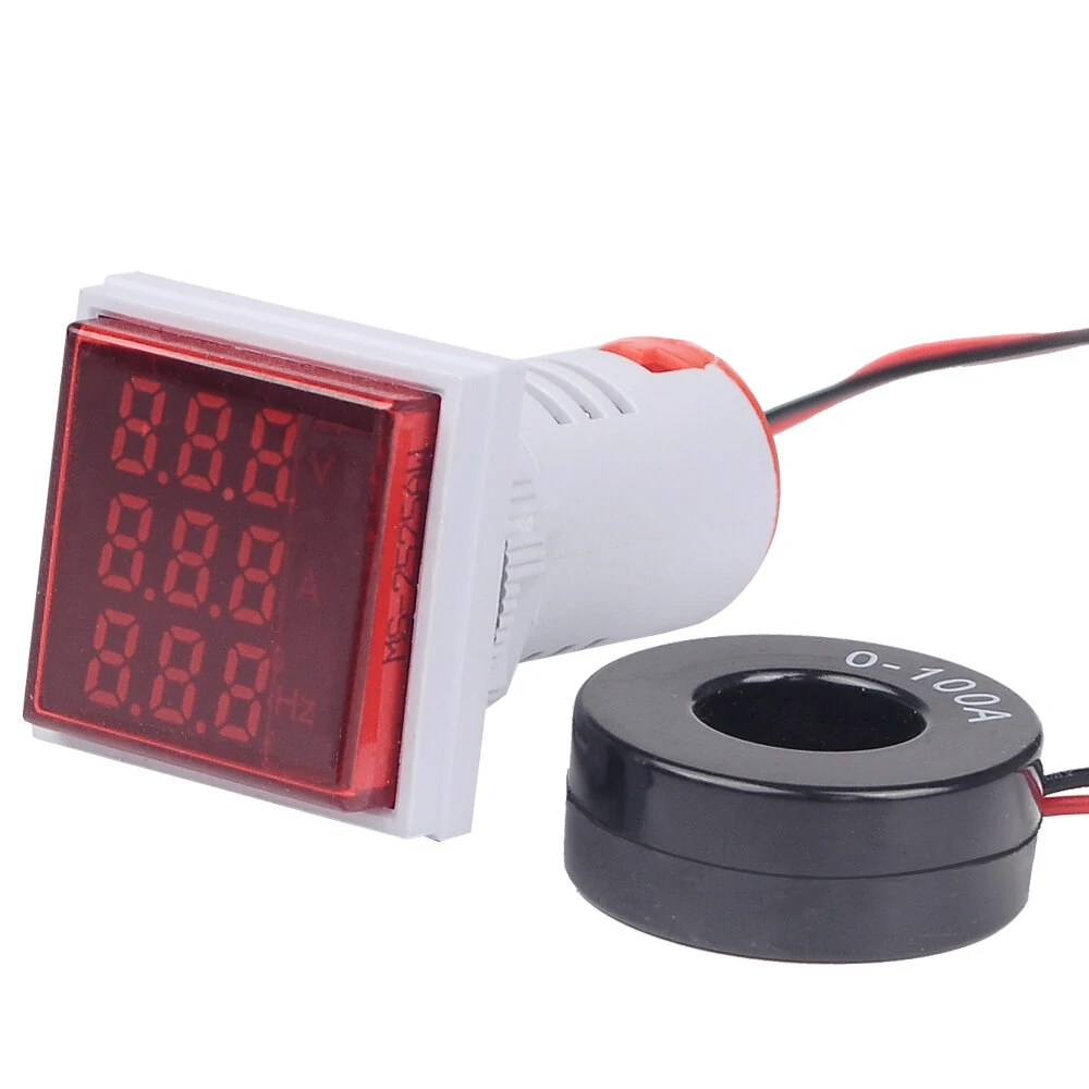 3 in 1 Digital LED AC Meter - 22mm 50-380V 100A 99Hz Volt Amp HZ Tester - Image 5