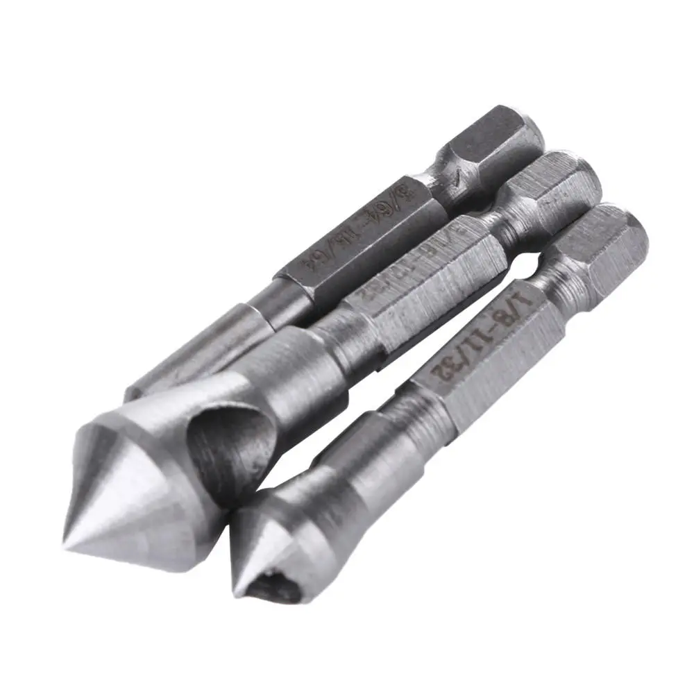 Drillpro 3pcs HSS Countersink Drill Bit Set | For Deburring Wood & Metal - Image 3