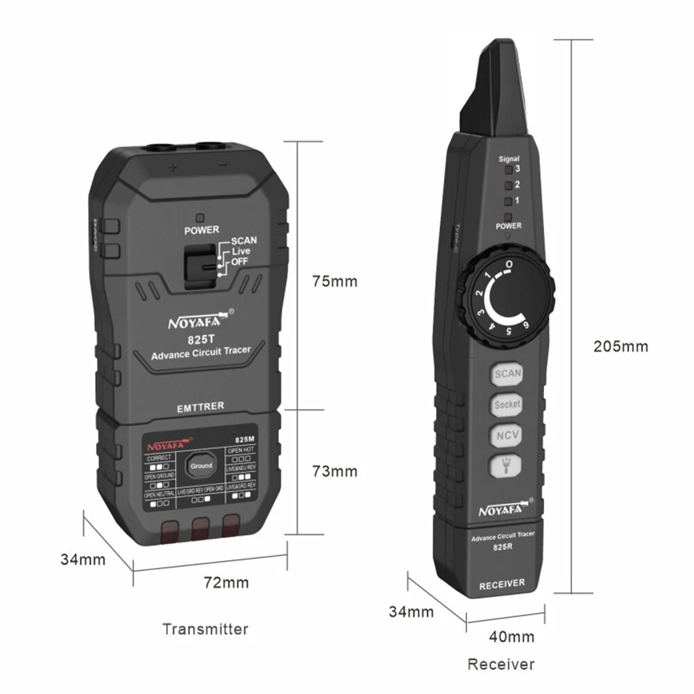 Noyafa NF825TMR Circuit Tracer | GFCI Outlet & Network Cable Finder with NCV - Image 5